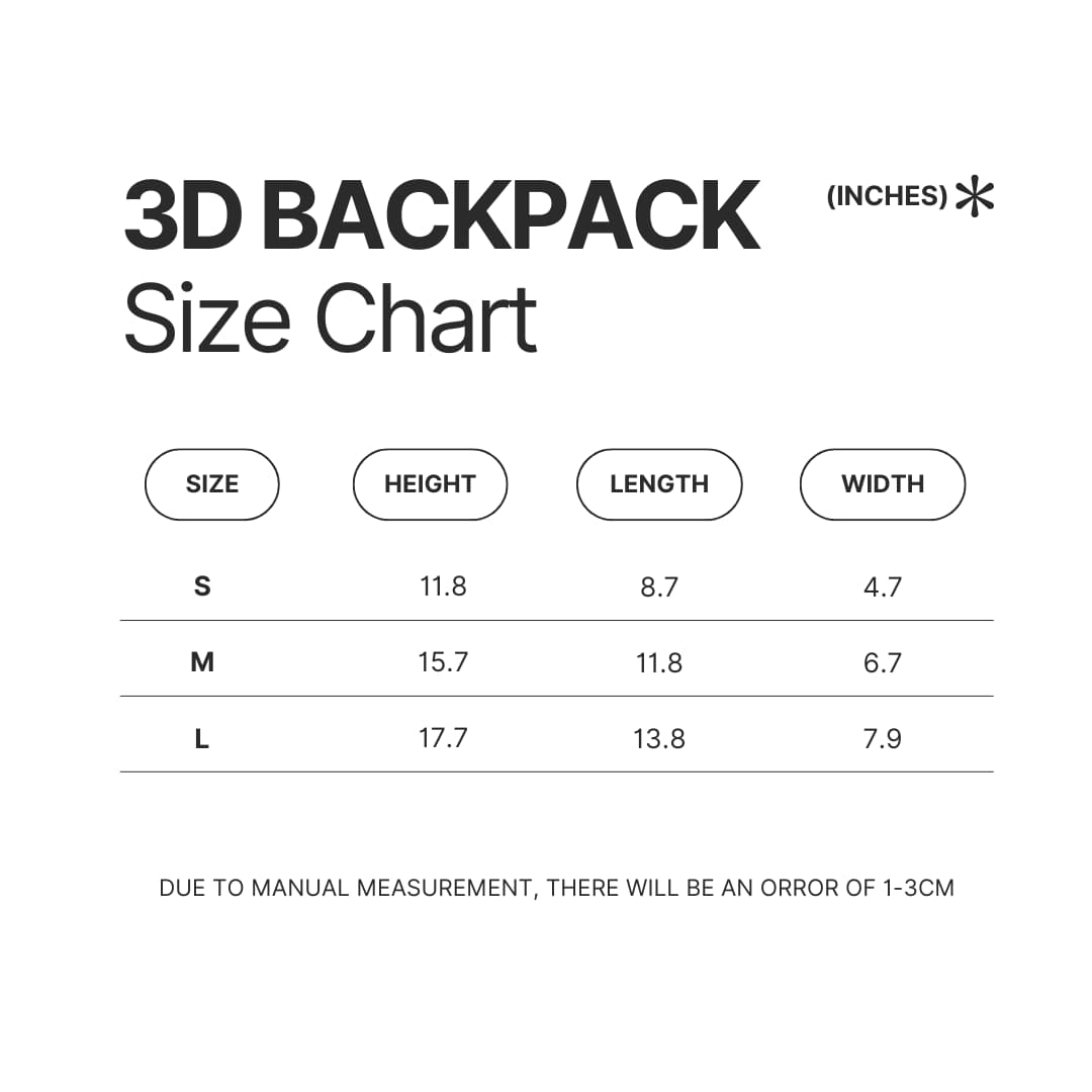 3D Backpack Size Chart - SZA Shop