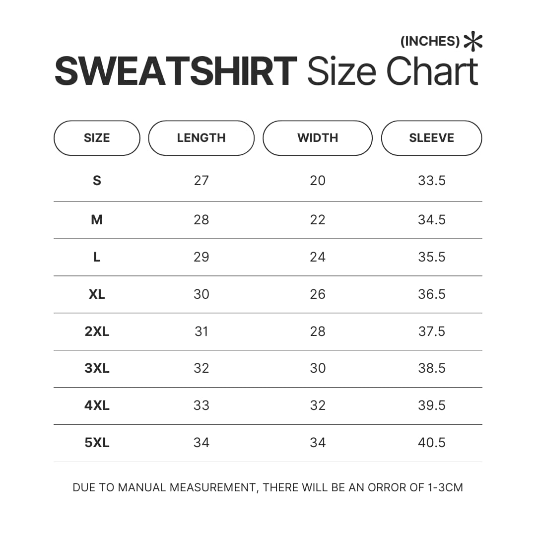 Sweatshirt Size Chart - SZA Shop