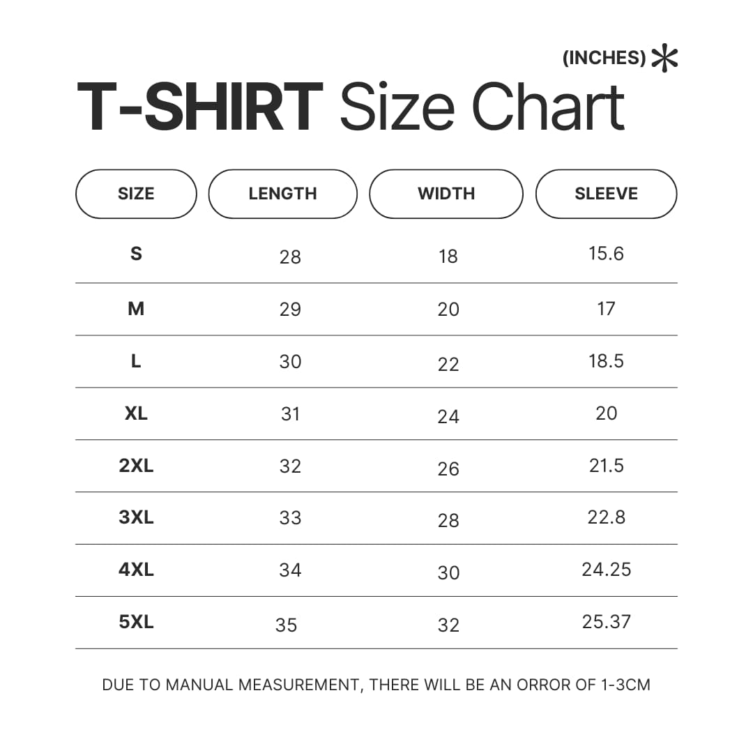 T shirt Size Chart - SZA Shop