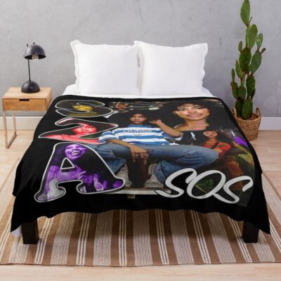 Sza Sos Album Vintage Aesthetic Throw Blanket